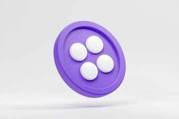 Poster - Purple circular button with four white spheres arranged symmetrically