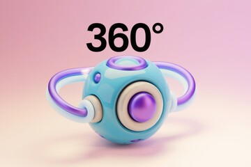 Poster - 360 view of a futuristic  pastel colored  spherical object with curved handles