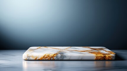 Poster - Elegant marble cutting board display kitchen product photography minimalistic top-down view culinary art