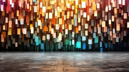 Poster - Vibrant art installation showcased in urban gallery creative space abstract viewpoint