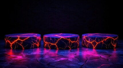 Poster - Vibrant electric patterns digital art showcase abstract design dark studio close-up futuristic concept