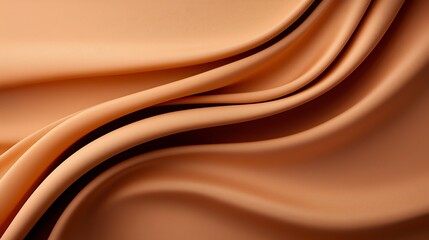 Poster - Elegant Waves of Smooth Fabric in Warm Peach Tone, Capturing Texture and Fluidity for Fashion and Interior Design Inspiration