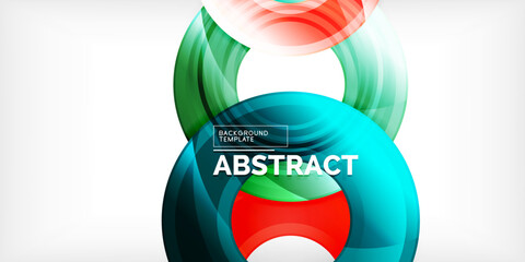 Poster - Bright colorful circles with light effects. Abstract background