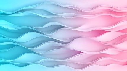 Poster - Elegant Flowing Waves in Soft Pastel Colors of Blue and Pink for Modern Background or Abstract Art Design