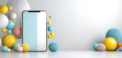 Poster - Register your application profile with a smartphone colorful background digital content modern environment creative viewpoint for seo impact