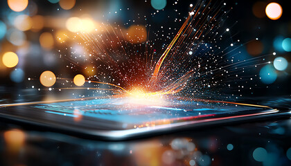 Poster - Explosive innovation in technology register your application profile for the future digital workspace abstract dynamic modern concept