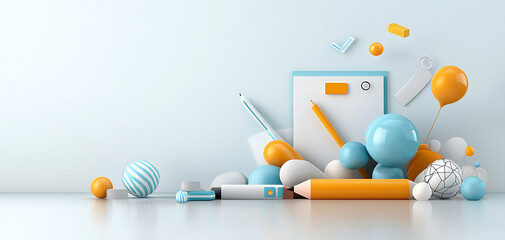 Poster - Creative workspace design register your application profile with modern elements minimalist environment artistic viewpoint