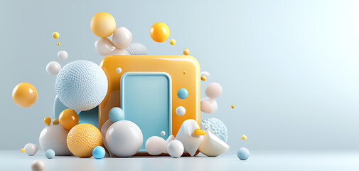 Poster - Creative application of 3d shapes and colors abstract design digital art modern environment artistic viewpoint profile registration concept