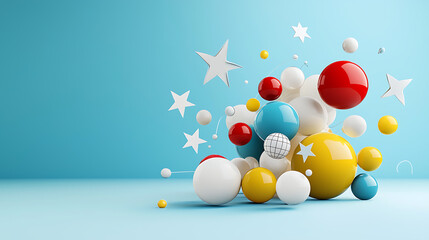 Poster - Dynamic colorful sphere formation creative studio 3d graphic design vibrant environment artistic viewpoint abstract concept with registration application profile