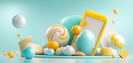 Poster - Dynamic application registering journey profile creation in a vibrant digital environment with playful elements