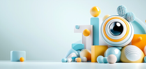 Poster - Creative application of 3d shapes in graphic design digital space visual art modern aesthetic engaging conceptual style