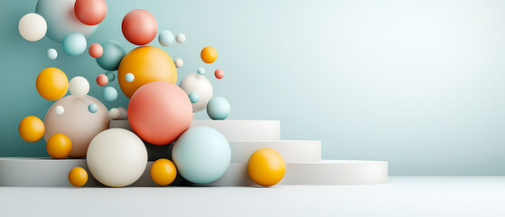 Poster - Dynamic colorful sphere installation modern studio digital art minimalist environment abstract viewpoint creative concept for engagement