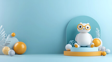 Poster - Playful application of a cute toy profile in a modern environment showcasing innovative design concepts