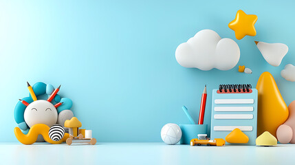 Poster - Creative workspace setup register your application profile with fun decor home office playful environment bright viewpoint inspiration