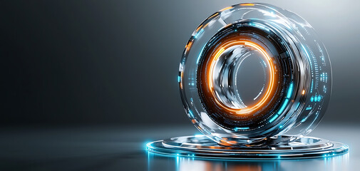 Poster - Futuristic application of technology in data registration a digital profile showcase in a sleek environment
