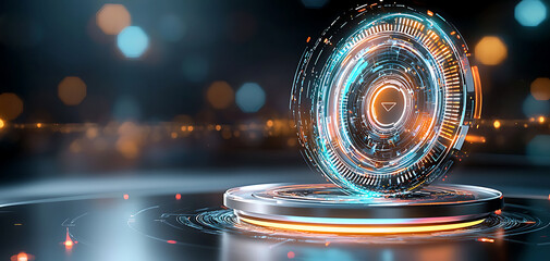 Poster - Innovative technology showcase circular interface design digital space 3d visualization virtual environment futuristic concept