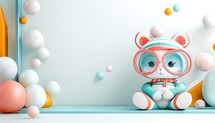 Poster - Playful cat character registration application profile creative studio 3d art whimsical environment fun concept for engagement