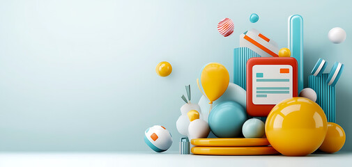 Poster - Creative application registration process virtual space graphic design playful environment 3d viewpoint user profile concept