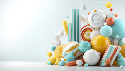 Poster - Vibrant colorful shapes and forms abstract art display digital design minimalist environment close-up view creative expression