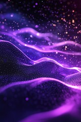 Poster - digital purple particles wave and light abstract shimmering background