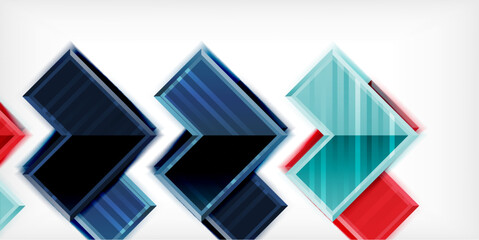 Poster - Arrow symbols created with 3d effects and line texture geometric abstract background