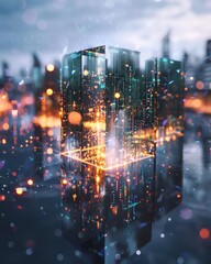 Poster - Sharing zeroparty data futuristic hologram visualization of preferences and choices in a high-tech urban environment