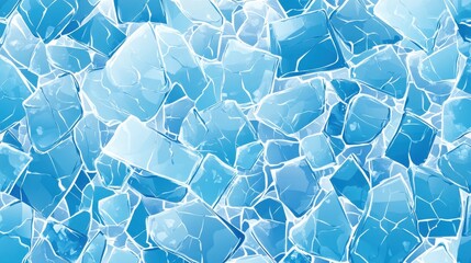 Poster - A close-up of shimmering blue ice fragments that create a refreshing and cool atmosphere.