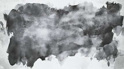Poster - Abstract monochrome watercolor painting with soft, blended gray tones and textures, perfect for backgrounds.