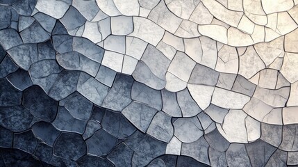 Poster - Abstract mosaic texture in shades of gray and white, depicting a textured surface with a flowing pattern.