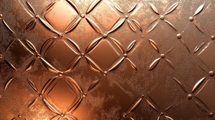 Poster - Close-up of a textured copper pattern, featuring diamond shapes and intricate details, exuding elegance.