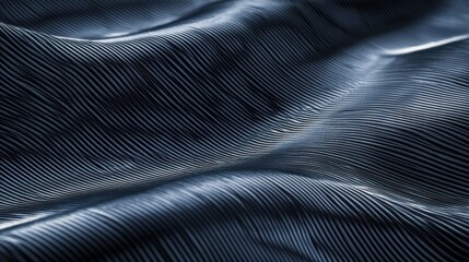 Poster - Abstract close-up of textured, wavy surface displaying intricate patterns in dark tones.