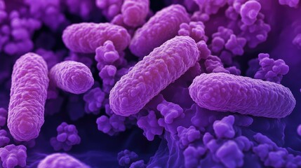 Poster - A close-up of Salmonella bacteria under a microscope, showing the cellular detail of this harmful pathogen that leads to foodborne diseases.