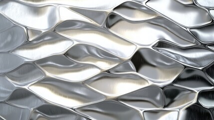 Poster - A shimmering silver abstract texture with fluid, wavy patterns evoking a sense of motion and modernity.