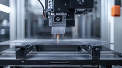 Poster - An advanced carbon fiber weaving machine in action, precisely weaving filaments to create strong, lightweight material for manufacturing.