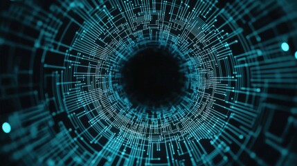 Fototapete - Digital transformation in technology abstract space graphic visualization futuristic environment close-up viewpoint data connectivity