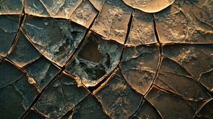 Poster - Close-up view of a cracked phone screen, focusing on the damage caused by a fall, representing the challenges of new technology use standards.