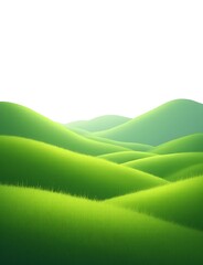 Poster - A serene green hillside scene, featuring lush grass and a panoramic view, set against a clean white background in isolation.