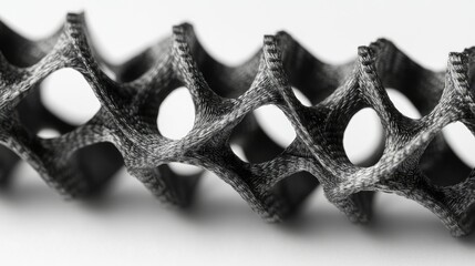 Poster - High-detail shot of carbon fiber filaments interlocked with precision, showing the advanced material's texture and strength.
