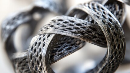 Poster - High-detail shot of carbon fiber filaments interlocked with precision, showing the advanced material's texture and strength.