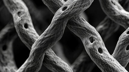 Poster - High-detail shot of carbon fiber filaments interlocked with precision, showing the advanced material's texture and strength.