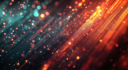 Aufkleber - Digital technology background with glowing light streaks and bokeh lights