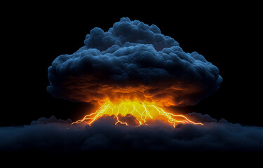 Wall Mural - isolated lightning on a black background, 3d rendering illustration, banner design with lightning co