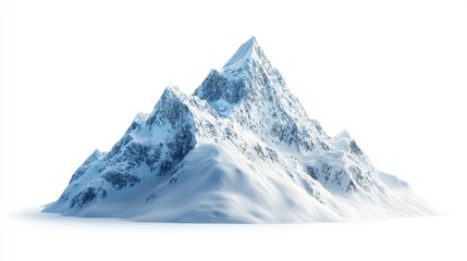 Poster - A mountain covered in snow with a white background