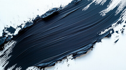 Poster - Paint stroke graphic design with dark blue acrylic on canvas creating texture and depth