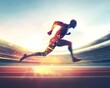 © Sirapopmillion - Athletes with dynamic sports scenes, Dynamic Hurdler in Mid-Jump with Double Exposure Effect
