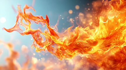 Poster - Flame and fire in vibrant abstract background showcasing dynamic motion and glowing effects