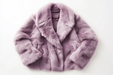 chic purple faux fur jacket with soft texture and luxurious appeal on white background