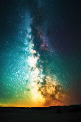 Wall Mural - Beautiful auroras accompanied a huge and beautiful starry sky. A starry sky conceals nothing. The picture should have layers, a sense of depth, a sense of detail, high-definition.