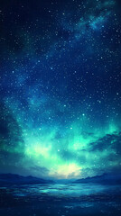 Wall Mural - Beautiful auroras accompanied a huge and beautiful starry sky. A starry sky conceals nothing. The picture should have layers, a sense of depth, a sense of detail, high-definition.