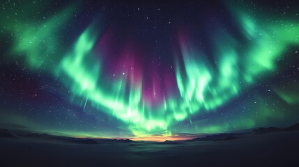 Wall Mural - Beautiful auroras accompanied a huge and beautiful starry sky. A starry sky conceals nothing. The picture should have layers, a sense of depth, a sense of detail, high-definition.